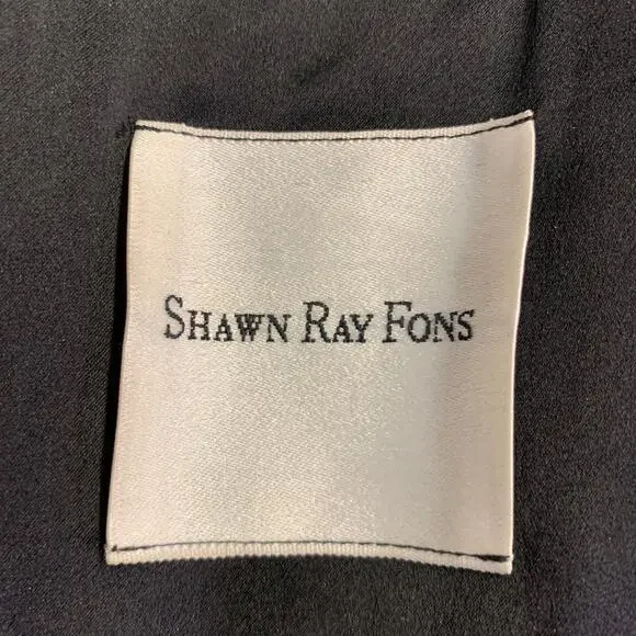 SHAWN RAY FONS Size 6 Black Silk Lace Ruffle Long Cocktail Dress